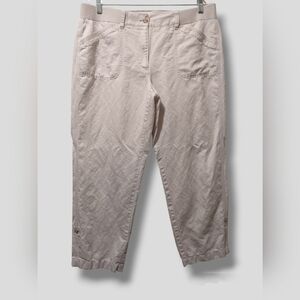 J. Jill Petite Off-White Linen Blend Pull-On Trouser Pants Comfort Essential